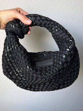 Parker & Hyde Black Metallic Woven Knot Bag